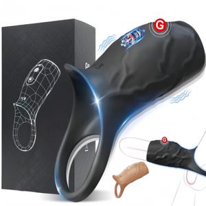 10 Vibratie Dubbele Schok Vertragingsweerstand Penisring Verdikking Vibrerende Vergrendelingsring voor Koppels Fysieke Vergroting Seks Speelgoed - Product Image 1