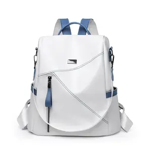 One Shoulder Two Shoulder Dual Use Women's Bag Fashion Contrast Color Soft Leather Outdoor Travel Backpack Leisure Burglar Bag