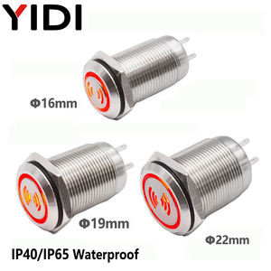 16 أو 19 أو 22 صفارة إنذار قابل للتخصيص مقاوم للماء من الفولاذ المقاوم للصدأ دبوس لحام مسطح الرأس IP65 12 فولت 24 فولت V 60/75dB حلقة حمراء ليد - Product Image 1