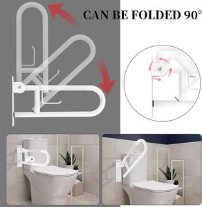 Barandillas de baño de acero inoxidable Abs tipo U personalizadas de fábrica, barandilla plegable para inodoro - Product Image 3