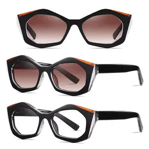 여성 선글라스 2024 편광 다각형 커팅 엣지 모양의 선글라스 안티 블루 라이트 안경 선글라스