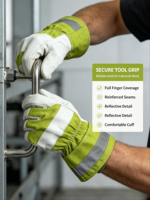 Guantes de Trabajo de Cuero Premium, Transpirables, Impermeables, de Alta Visibilidad, para Exteriores, de Dedo Completo, para Construcción, Trabajo Utilitario y Deportes