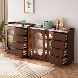 Nordic Solid Wood <b>Sideboard</b> Natural Color Living Room Multifunctional <b>Storage</b> Display Cabinet - Product Image 3