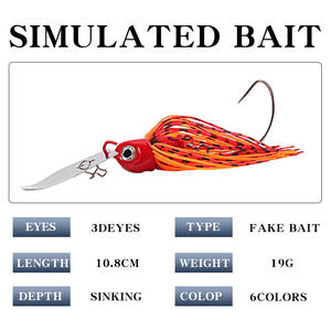 Leurre de surface à jupe 10,8 cm 19g, appât dur composite avec tête de spinner et pampille pour la pêche au bar - Product Image 5