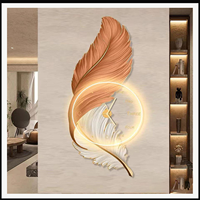 Horloge murale LED en forme de plume, horloge artistique lumineuse pour salon, salle à manger, hôtel, salon, projets d'intérieur contemporains