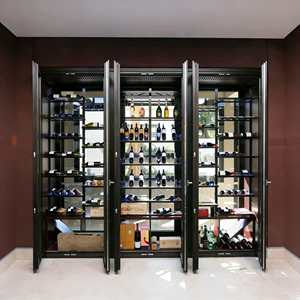 Vinoteca de Lujo Personalizada con Área de Degustación, Mueble Exhibidor de Vino de Acero Inoxidable con Control de Temperatura para Salón Premium - Product Image 3