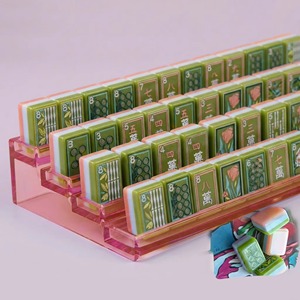 Juego de Fichas de Mahjong Americano <span class=keywords><strong>Fengcai</strong></span> 2026 de Acrílico de Alta Calidad, Color Rosa Pálido y Blanco, Diseño de Loto, Arte Moderno, 4 Capas, Entretenimiento - Product Image 1