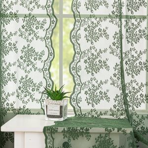 Vintage Bohemian çiçek dantel perdeler ev dekor için 63 inç uzun yosun koyu yeşil - Product Image 4