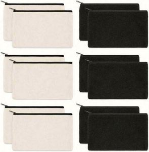 Sacs de toilette et de maquillage en toile de coton vierge, réutilisables, personnalisables avec logo imprimé, à fermeture éclair, vente en gros - Product Image 4
