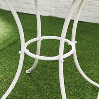 Ensemble bistrot pliant 3 pièces en fer mosaïque blanc traditionnel, chaise et table de jardin pour usage extérieur et intérieur