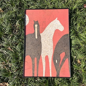 <span class=keywords><strong>Peinture</strong></span> sur liège animalière, cheval noir <span class=keywords><strong>et</strong></span> blanc, art mural encadré, écologique, durable, impressionniste, pour chambre à coucher, rectangle, cadeau, décoration murale - Product Image 1