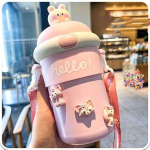 Haute apparence niveau dessin animé fille grande capacité sac <span class=keywords><strong>à</strong></span> dos tasse <span class=keywords><strong>à</strong></span> eau mignon paille tasse étudiant Ins Portable <span class=keywords><strong>verre</strong></span> - Product Image 3