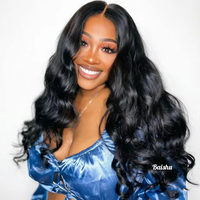 Perruques 100% Cheveux Humains, Dentelle HD Transparente 13*4, Ondulées Noires Naturelles, Cheveux Longs Bouclés, Styles Brésiliens et Vietnamiens, Perruque Sans Colle