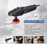 Polisseuse de voiture double action mini 800W 3 pouces, polisseuse rotative MINI avec plateau de support 3 pouces, outil de polissage puissant pour voiture