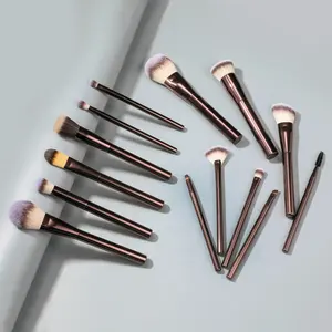 Set lengkap gagang aluminium dilapisi profesional kuas makeup lembut ramah kulit kualitas tinggi kit kuas rias estetika