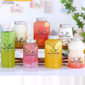 PET <b>Plastic</b> Beverage <b>Jar</b> <b>with</b> Aluminum Screw Top Cylinder Shape for Drink Storage - Product Image 1