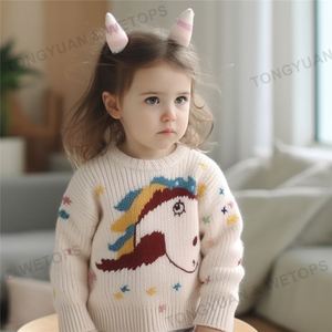2024 nouveau hiver enfant en bas âge filles dessin animé <span class=keywords><strong>pull</strong></span> mignon bébé <span class=keywords><strong>licorne</strong></span> tricoté motif garçons <span class=keywords><strong>pull</strong></span> - Product Image 3
