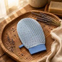 Nouveau Gant de Bain Bleu Double Face Moderne Marocain pour Hammam en Viscose et Polyester pour le Corps