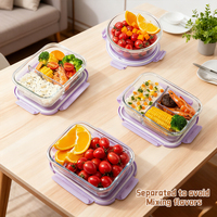 Vaatwasmachinebestendige borosilicaat glazen voedselcontainer, herbruikbare glazen lunchbox voor bruiloft catering