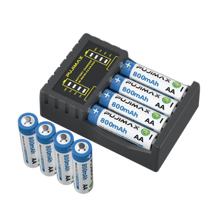 Fujimax Smart 4 slot pengisi daya baterai isi ulang cepat Nimh AA/AAA Set baterai 800mah untuk penggunaan kamera permainan - Product Image 1