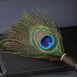 Handmade Purple Bamboo Root Peacock Feather Duster Irregular Head Furniture Cleaning Decorative Home Tea Table Use - Product Image 2