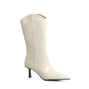 WETKISS 2025, botas occidentales blancas puras mexicanas, botas sexis de punta estrecha para mujer, botas de media pantorrilla, <span class=keywords><strong>botines</strong></span> de tacón de aguja, botas vaqueras para mujer - Product Image 1