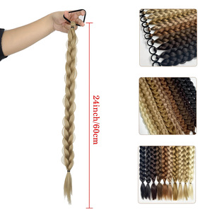 Extension de cheveux synthétiques tressés en fibre haute température, 24 pouces/60 cm, queue de cheval tressée en queue de poisson, 74g, accessoire capillaire - Product Image 2