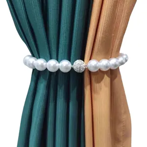 New Style Rope Hand-woven Pearl Curtain Tiebacks Rhinestone Tassel Curtain Tieback Holders Decorative Tieback