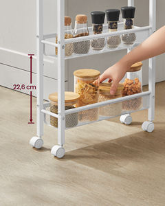 Chariot de <span class=keywords><strong>cuisine</strong></span> <span class=keywords><strong>VASAGLE</strong></span> à 5 niveaux, étagère étroite encastrée sur roulettes, cadre en acier moderne, chariot de bar - Product Image 5