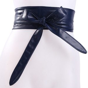<span class=keywords><strong>Ceinture</strong></span> large en cuir PU pour femme, avec nœud décoratif, disponible en plusieurs couleurs pour robes et tenues - Product Image 4