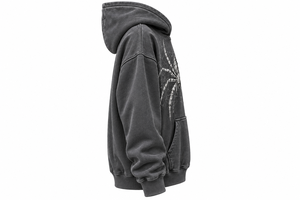 Sweat-shirt à capuche oversize pour homme, pull décontracté avec poche kangourou avant, imprimé graphique toile d'araignée noire, sweat à capuche Spider pour homme - Product Image 3