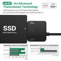 Convertidor de adaptador SATA a USB 3,0, adaptador de disco duro USB 3,0 a 2,5/3,5 IDE para HDD
