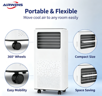Climatiseur mobile Airwens 12000 BTU, climatiseur portable 220V 50Hz, refroidissement et chauffage, faible bruit