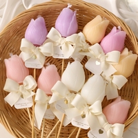 Lilin Aroma Mawar Hari Valentine, Lilin Tanpa Asap Hari Ibu, Buket Hadiah Ulang Tahun, Lilin Bunga Tongkat Bambu