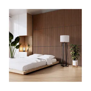 HJ Apartment Wall And Ceiling Sound Absorbing slatted Polyester PET and Slotted Wooden Acoustic Panel