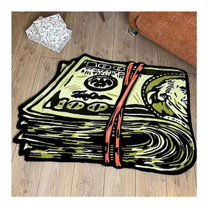 Logotipo personalizado respetuoso con el medio ambiente, patrón de billete de 100 dólares, moqueta acrílica con forma de dinero - Product Image 1