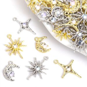 Set di Ciondoli Celestiali per Gioielli, Pendenti Luna Stella <span class=keywords><strong>Sole</strong></span> in Oro e <span class=keywords><strong>Argento</strong></span> con Perle di Opale, Accessori per Creazione di Gioielli Fai-da-Te - Product Image 1