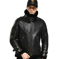 Veste en cuir de peau de mouton 2023 Veste de fourrure en cuir véritable pour hommes