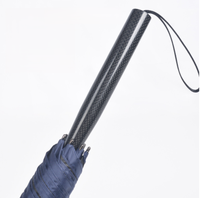 Parapluie de golf monobloc en fibre de carbone intégrale avec tige ultra-légère, revêtement noir anti-UV et cadre coupe-vent pour les professionnels