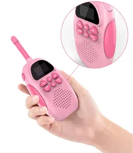2pcs儿童迷你玩具对讲机儿童收发器手持3公里UHF收音机对讲机带挂绳女孩男孩生日礼物