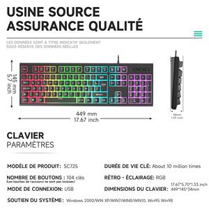Clavier AZERTY français personnalisé avec logo, rétroéclairage LED RGB, ergonomique, filaire USB, métal, clavier de jeu - Product Image 5