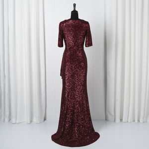 Di alta qualità rosso scollo a v abito da sera con paillettes delle donne maxi vestito in rilievo la madre <span class=keywords><strong>della</strong></span> <span class=keywords><strong>sposa</strong></span> si veste più il formato - Product Image 2