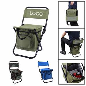Custom Logo Printed 10L Capacity Fishing <b>Folding</b> <b>Stool</b> Chair Portable Outdoor Hiking Picnic Chair Seat With Cooler Bag - Product Image 1