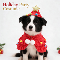 Costumes de Noël pour animaux de compagnie : Pompoms, cape, vêtements pour chat et chien, tenue de Noël pour animaux de compagnie