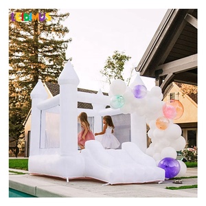 <span class=keywords><strong>Château</strong></span> de douche de bébé fermé 10x10 7.5x4x3m de haut maison de rebond blanche avec 2 diapositives - Product Image 4