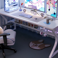 Ensemble table et chaise de jeu YOUTAI en métal blanc pur en forme de C avec pieds en MDF, bureau d'ordinateur polyvalent pour la maison, le bureau et les e-sports, élégant