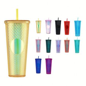 Gobelet en plastique orné de strass, multicolores, avec logo personnalisé, dégradé, entrepôt américain, couleurs mélangées, sans BPA, 24 oz, PE, boîte blanche, tasses - Product Image 5