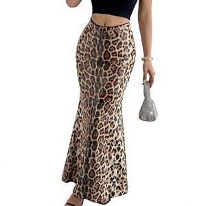 Falda Elástica de Poliéster de Doble Capa con Estampado de Leopardo y Lentejuelas, Cintura Imperio, Estilo <span class=keywords><strong>Vintage</strong></span>, Colección Otoño - Product Image 1