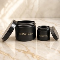 Pot cosmétique vide en plastique HDPE avec couvercle à vis, noir mat, pour crème, rechargeable, emballage pour soins de la peau