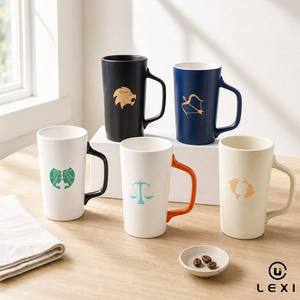 Ensemble de tasses en céramique Astrologie Zodiaque, design multicolore signes astrologiques, blanc, crème, noir, bleu marine, art minimaliste lignes, <span class=keywords><strong>horoscope</strong></span>, grande tasse pour anniversaire - Product Image 1